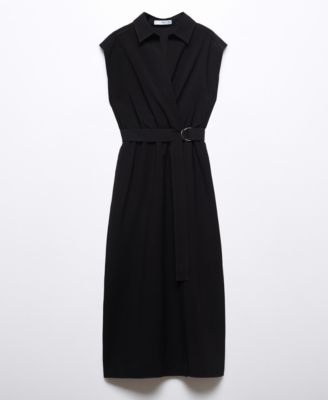 mango black shirt dress Mango + Faux-leather Shirt Dress