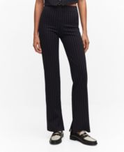 Buy Mango women stripe drawstring pants black Online