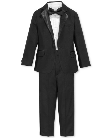 Детские Nautica Boys' 2T-7 Tuxedo Suit, Pants, Shirt & Bowtie, 4-Piece Set