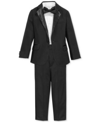 4-Piece Tuxedo Suit, Shirt & Bowtie, Little Boys 