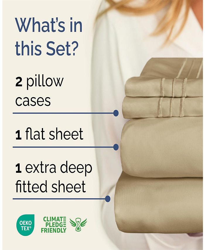 CGK Unlimited 4 Piece Extra Deep Pocket Microfiber Sheet Set King