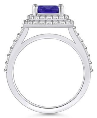 Tanzanite (2-1/3 ct. t.w.) & Diamond (5/8 ct. t.w.) Cushion Halo Statement Ring in 14k Gold