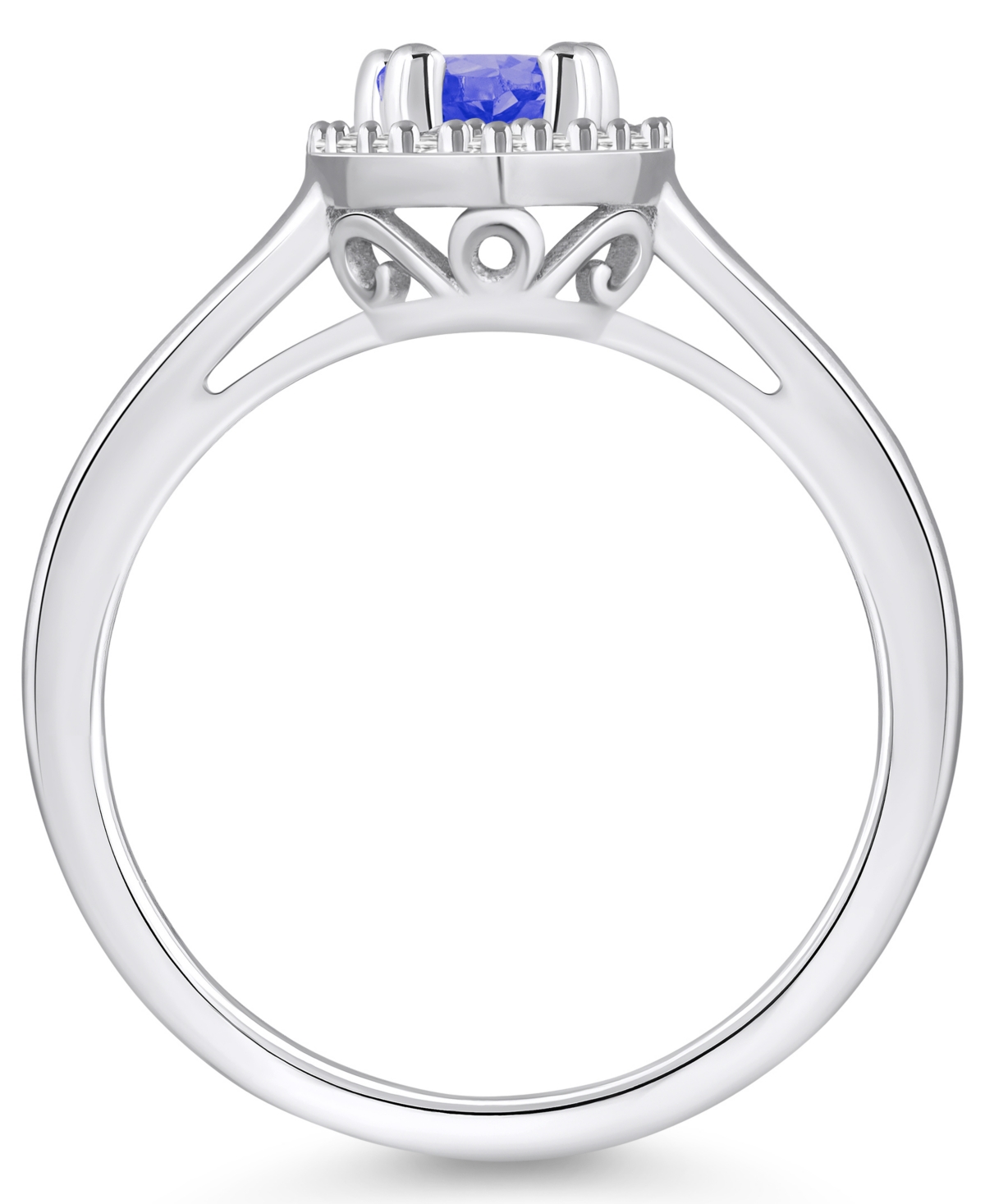 Tanzanite (7/8 ct. t.w.) & Diamond (1/5 ct. t.w.) Pear Halo Ring in 14k Gold