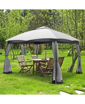 10x12 FT 2-Tier Patio Gazebo Canopy Netting Heavy-Duty Metal Easy-Setup Outdoor
