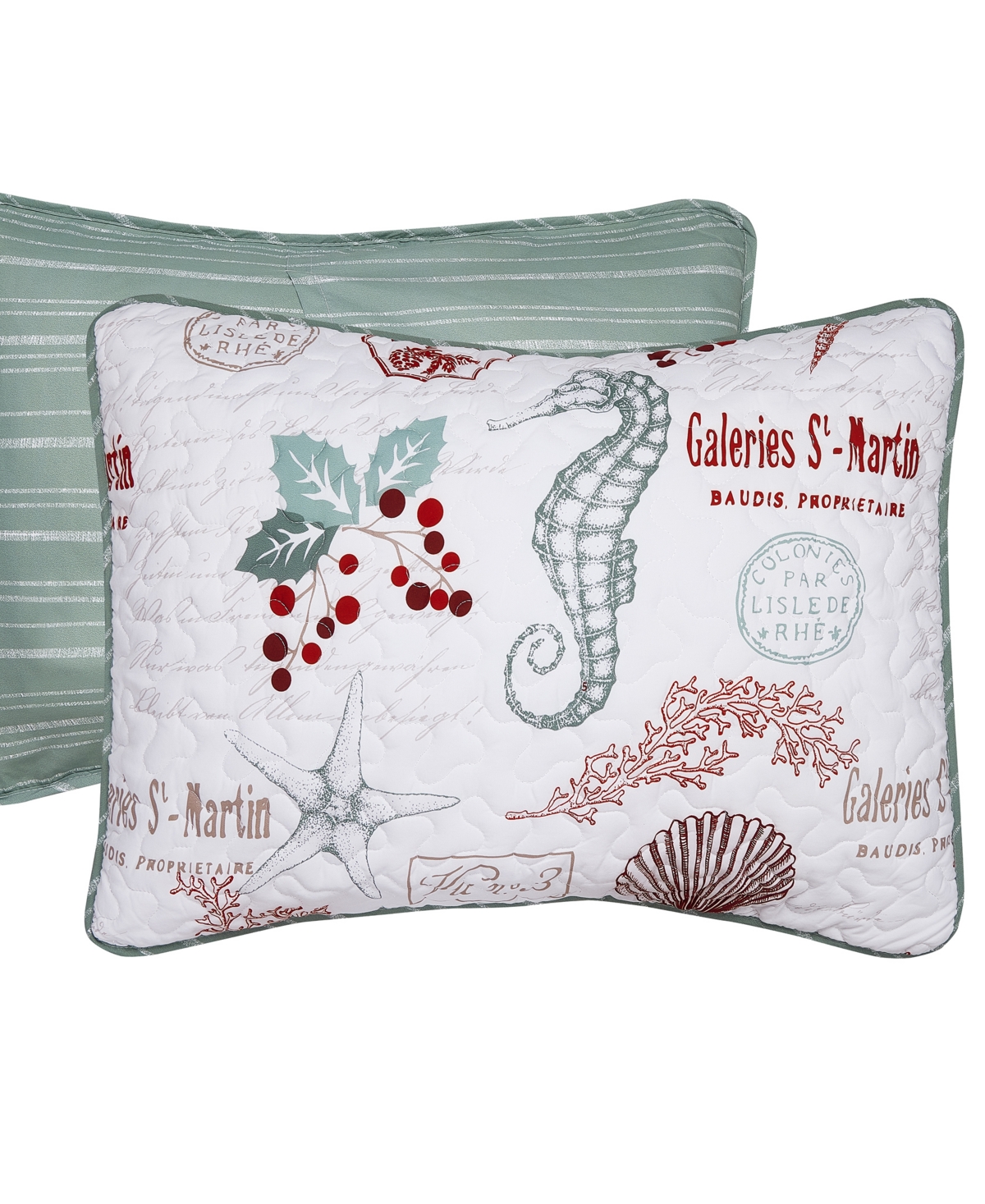 Videri Home Holiday Writing Reversible 3-piece Quilt Set, Full/queen In Green,red