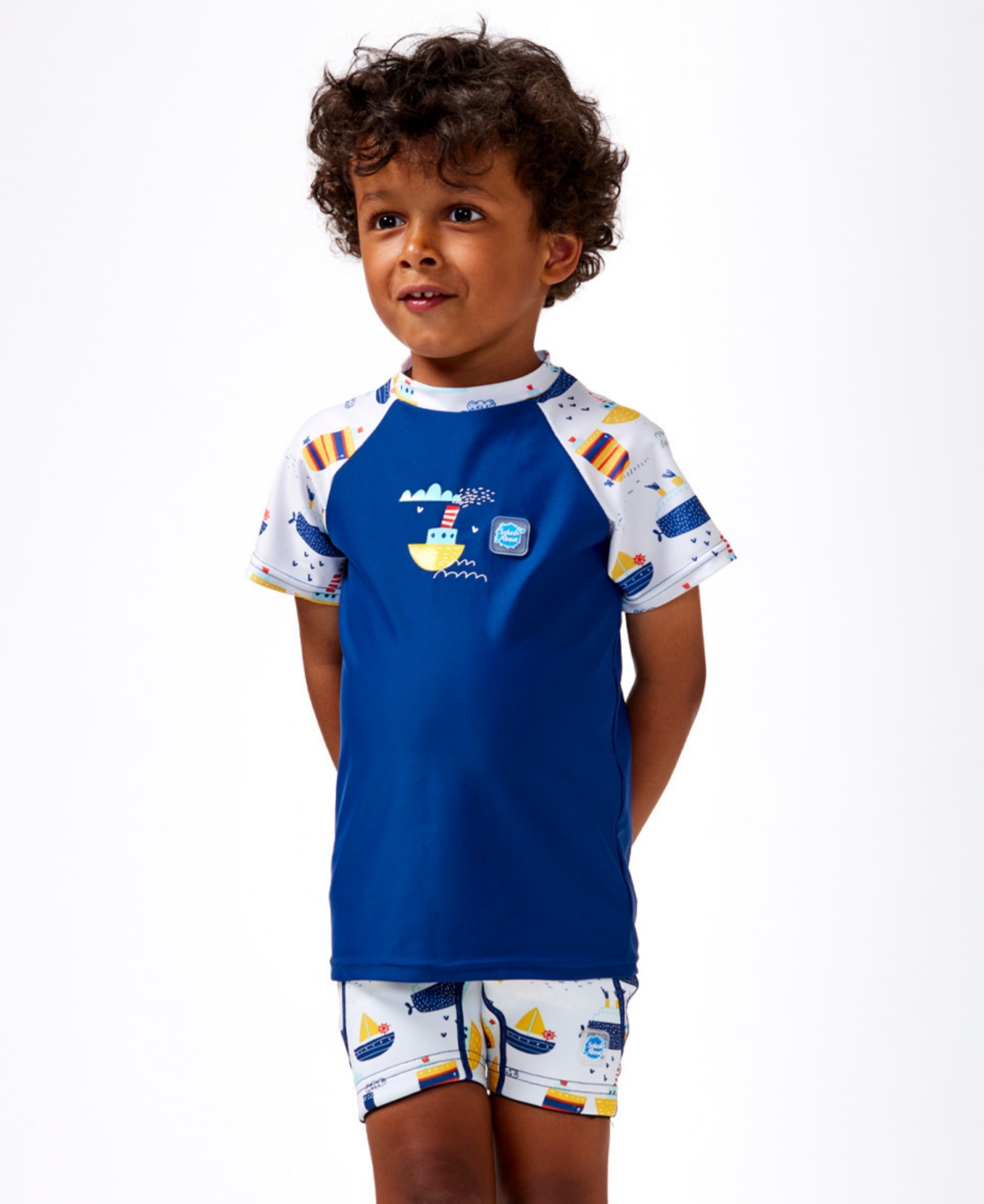 Splash About Toddler BoysShort Sleeved Rash Top - Tug Boats