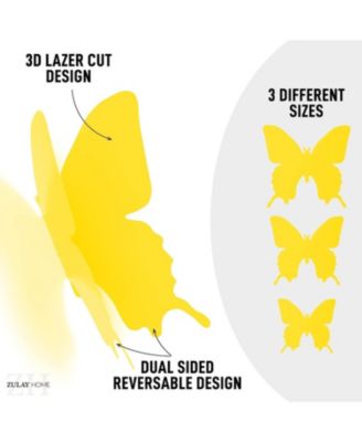 3D Removable Butterfly Wall Decor with 3 Wing Designs - 24pcs