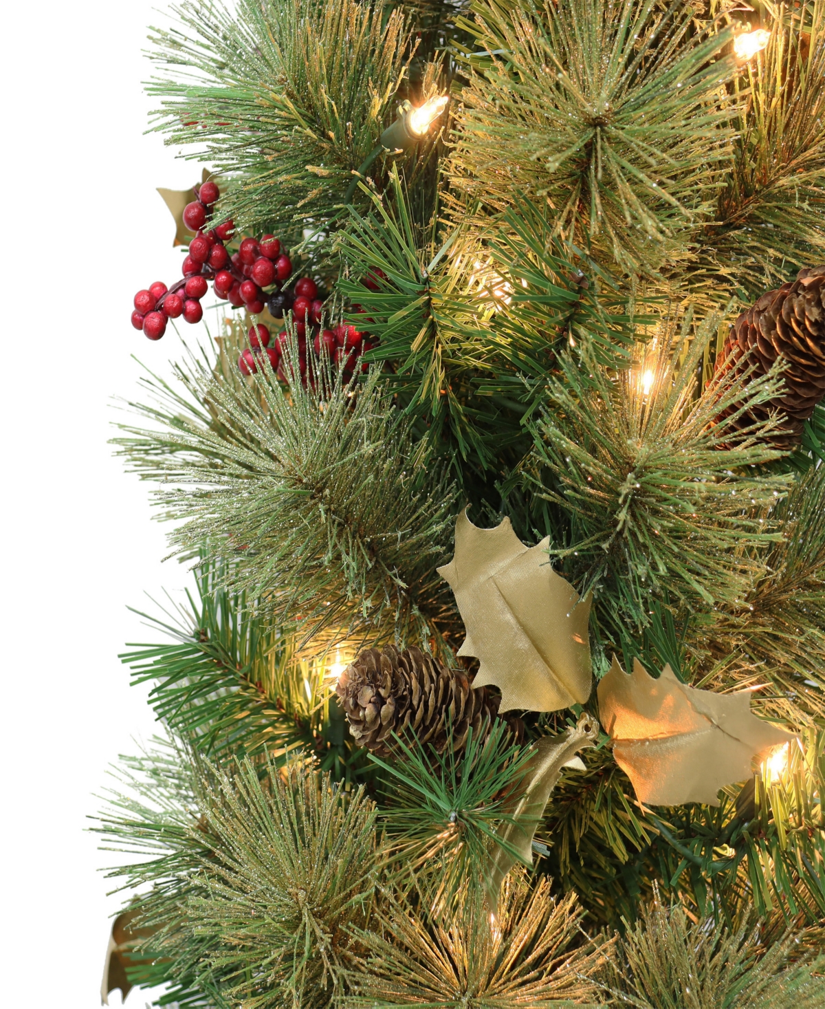 Puleo 5' Pre-lit Potted Glitter Artificial Tree In Gold