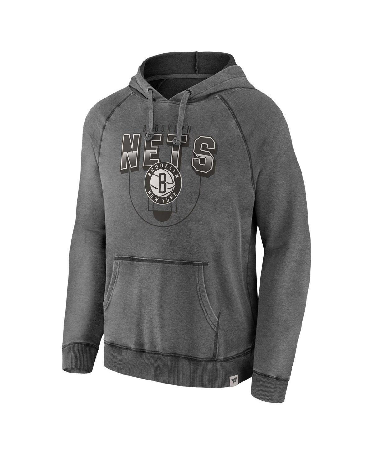 Fanatics Branded Gray Brooklyn Nets Acquisition True Classics Vintage Snow Wash Pullover Hoodie In Gray