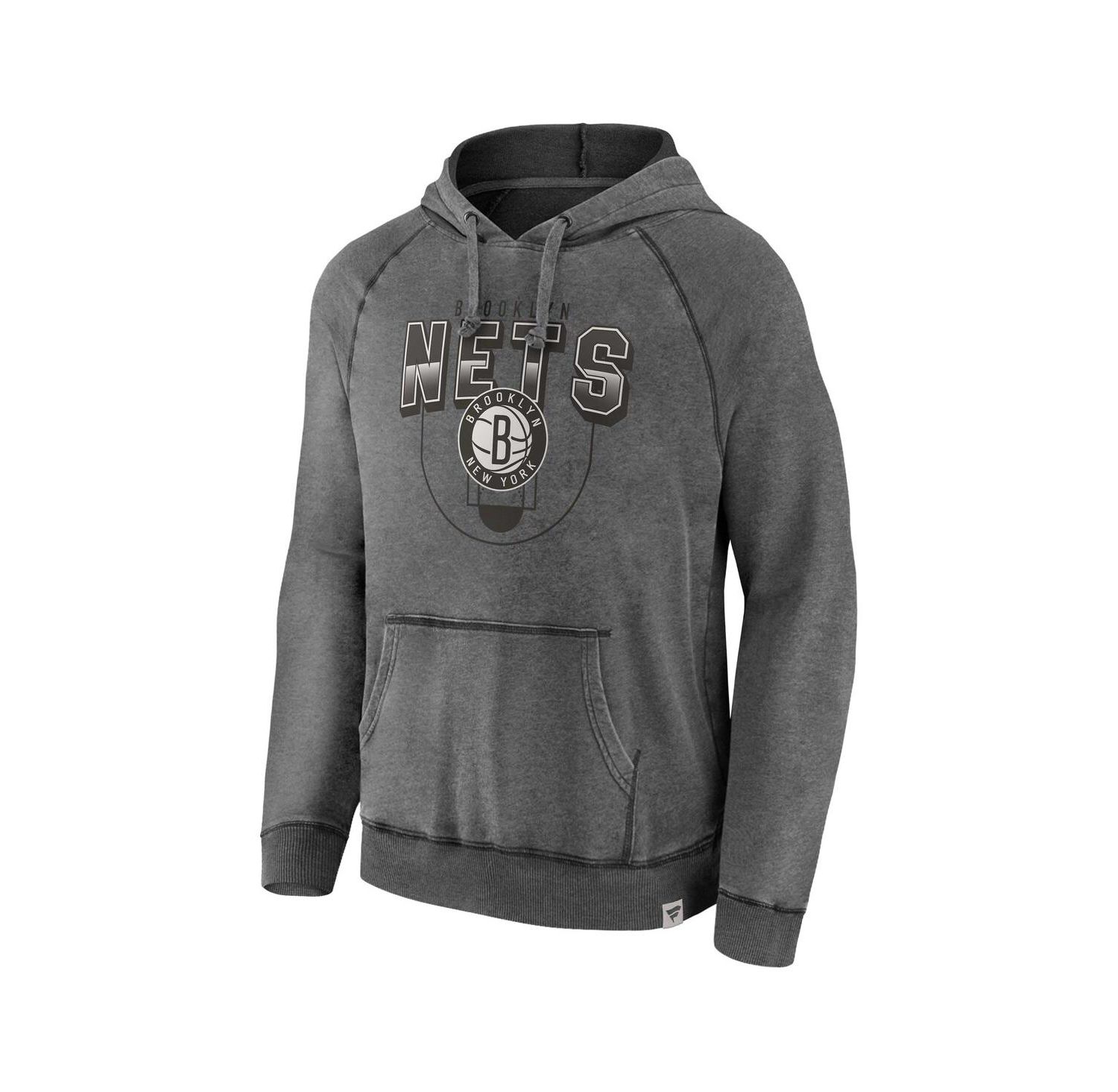 Men's Gray Brooklyn Nets Acquisition True Classics Vintage-Like Snow Wash Pullover Hoodie