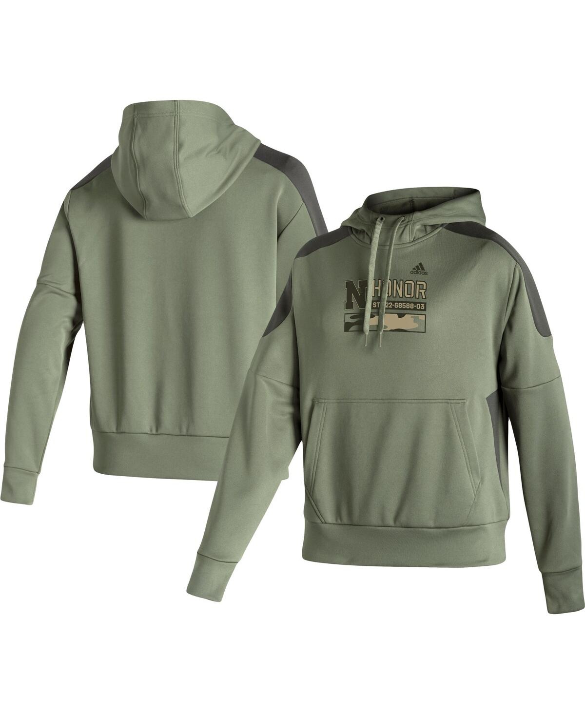 Women's adidas Olive Nebraska Huskers Salute to Service Military-Inspired Appreciation Pullover Hoodie - Olive