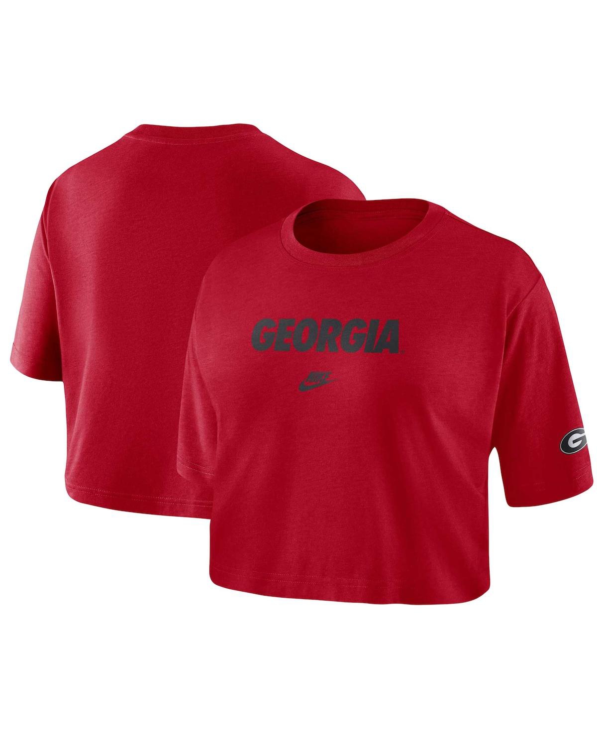 Nike Women's  Red Georgia Bulldogs Wordmark Cropped T-shirt