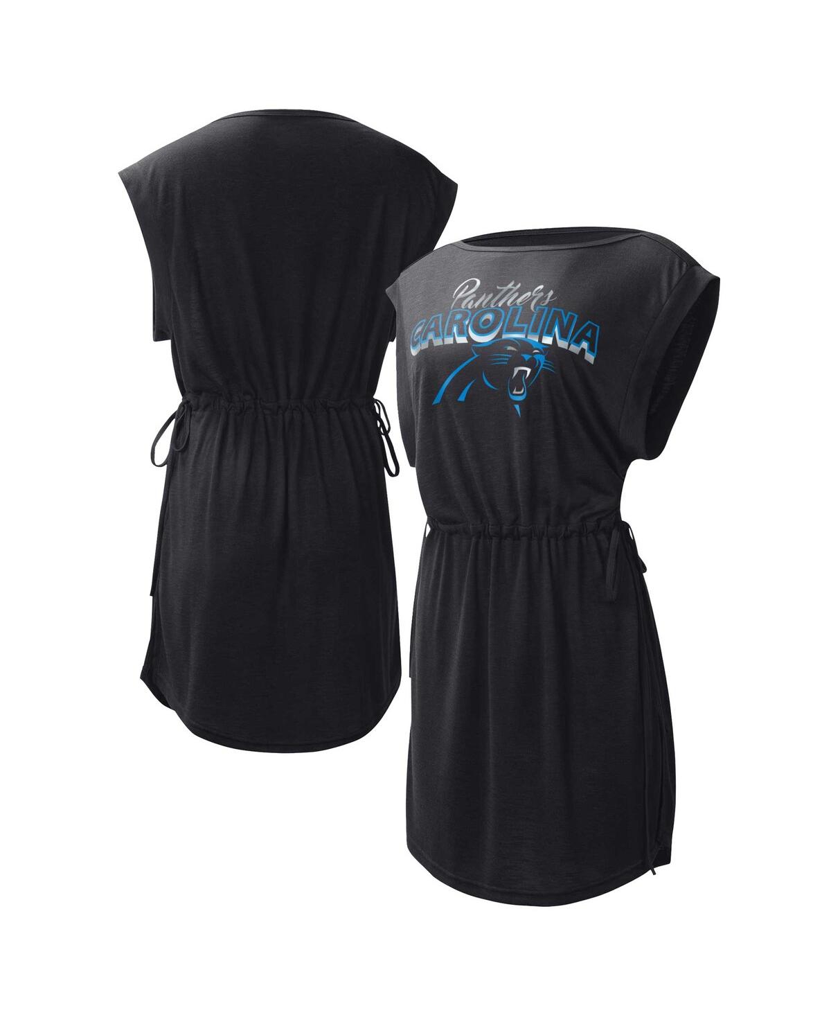 G-III 4HER BY CARL BANKS WOMEN'S G-III 4HER BY CARL BANKS BLACK CAROLINA PANTHERS G.O.A.T. SWIMSUIT COVER-UP