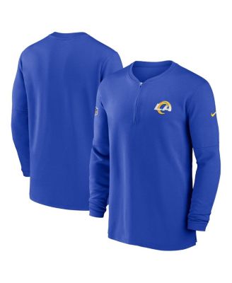Men's Royal Los Angeles Rams 2023 Sideline Performance Long Sleeve Quarter-Zip Top