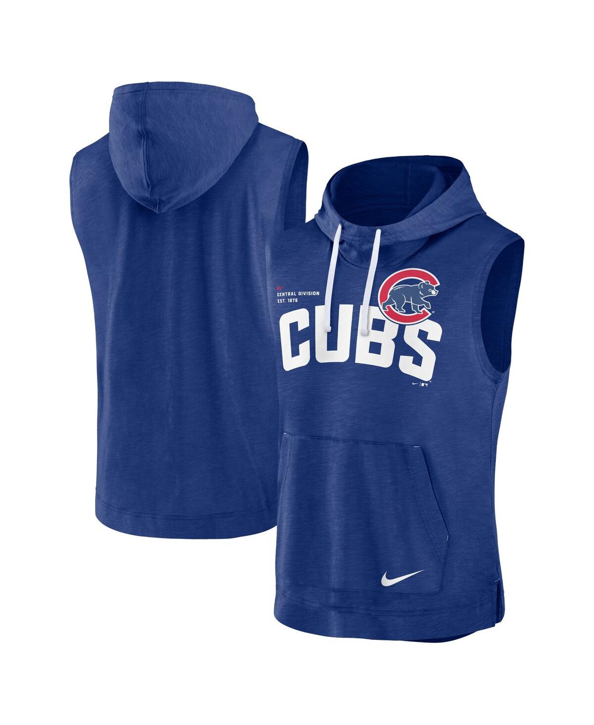 Shop Nike Men's  Royal Chicago Cubs Athletic Sleeveless Hooded T-shirt