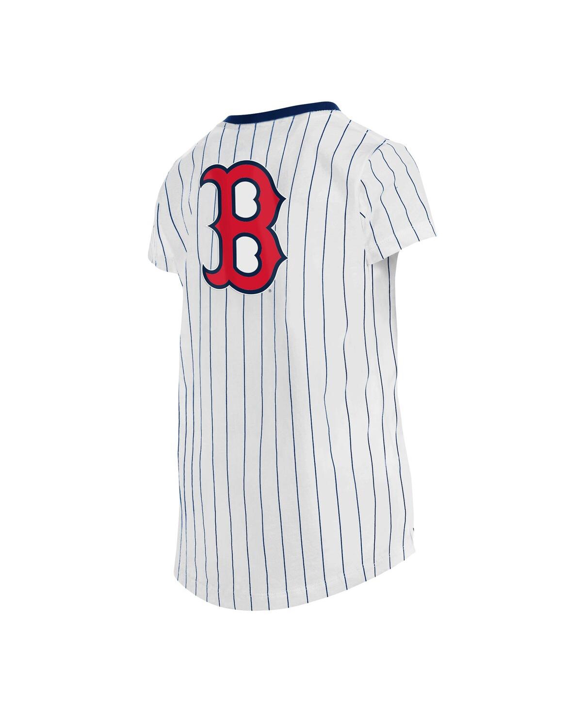 Shop New Era Big Girls  White Boston Red Sox Pinstripe V-neck T-shirt