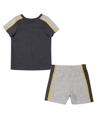 Infant Boys and Girls Black, Heather Gray Iowa Hawkeyes Norman T-shirt and Shorts Set