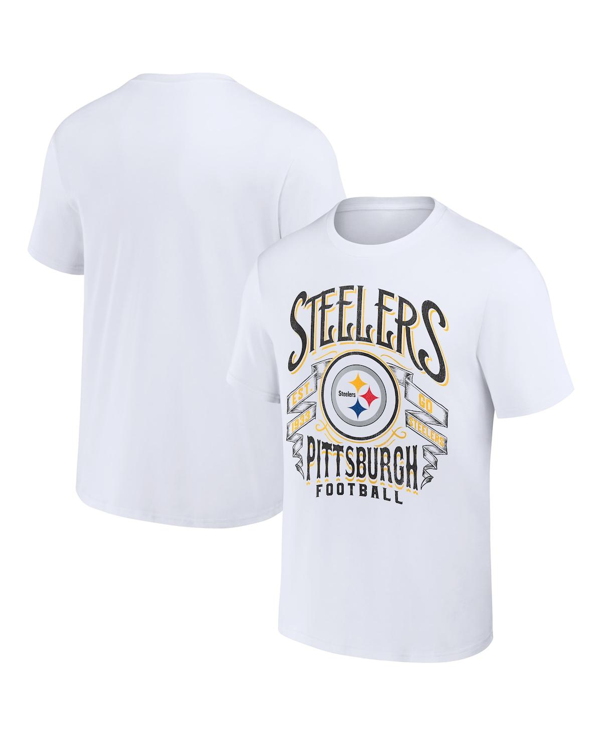 Fanatics Men's Nfl X Darius Rucker Collection By  White Pittsburgh Steelers Vintage-like Football T-s In White