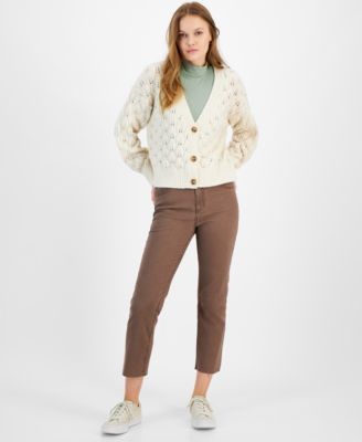 Now This Womens Leaf Stitch Cardigan Sweater High Rise Straight Leg Jeans Created For Macys