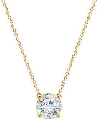 Certified Lab Grown Diamond Solitaire 18" Pendant Necklace (3 ct. t.w.) in 14k Gold