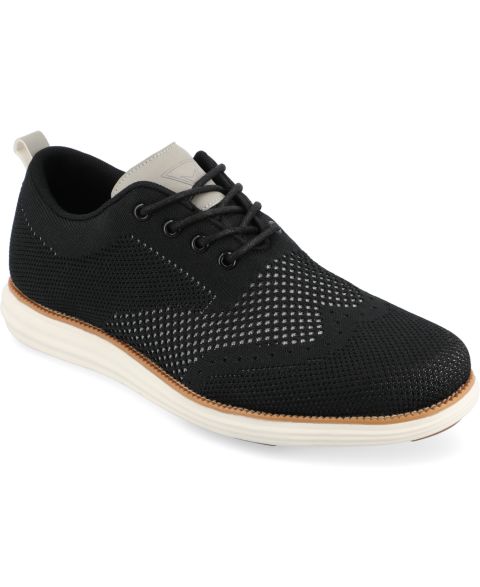 Мужские туфли Vance Co. Ezra Tru Comfort Foam Knit Wingtip Dress Shoes, цвет: Чёрный