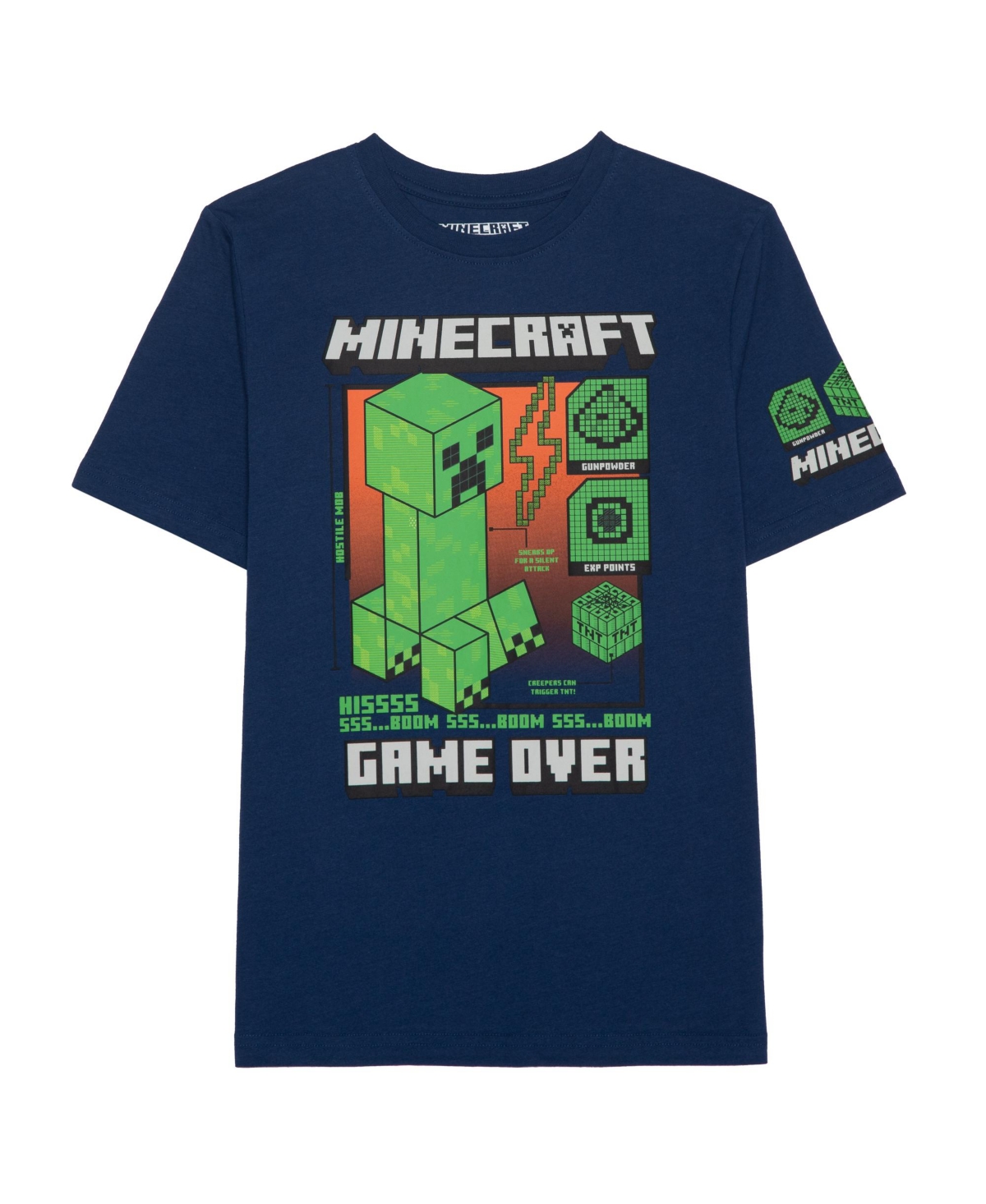 Hybrid Big Boys Minecraft Short Sleeve Crewneck T-shirt In Navy