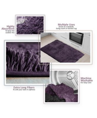 Ultra Soft Non Slip Shaggy 3 Piece Bath Rug, Small, Medium & Contour