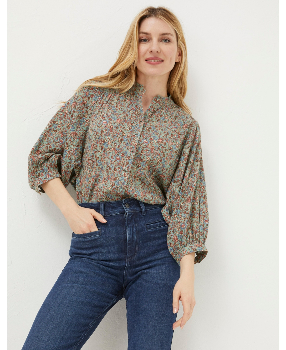 Women's Evelyn Craft Floral Blouse - Green