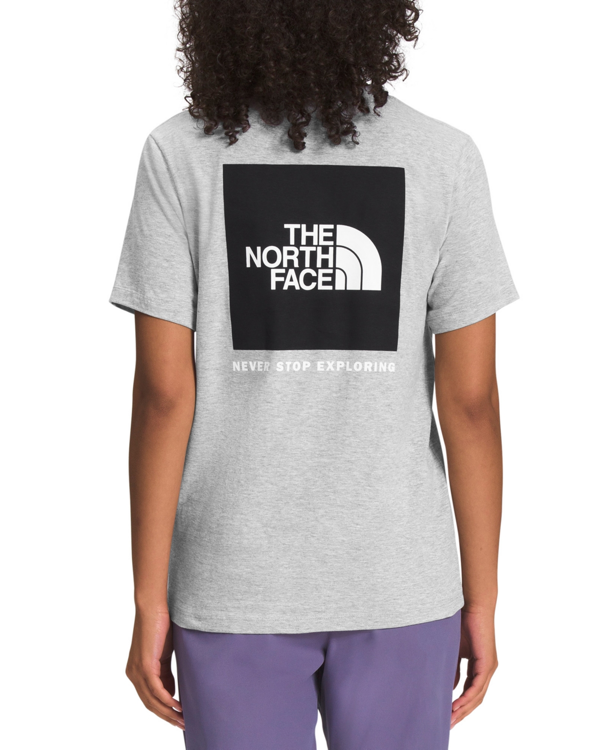 Shop The North Face Women's Nse Box Logo T-shirt In Tnf Light Grey Heather,tnf Black