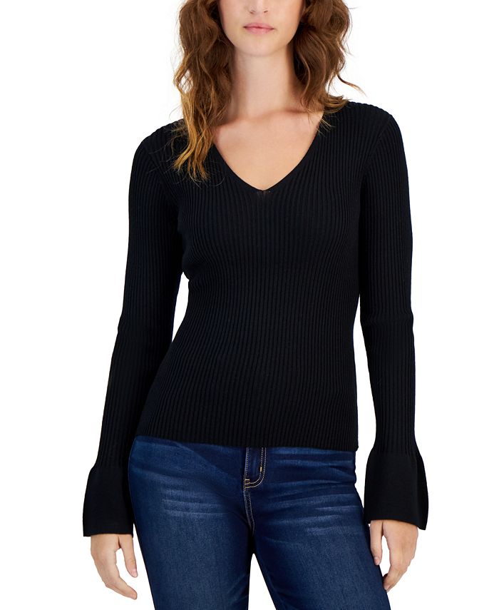 Hooked Up by IOT Juniors V Neck Bell Sleeve Sweater Macy s