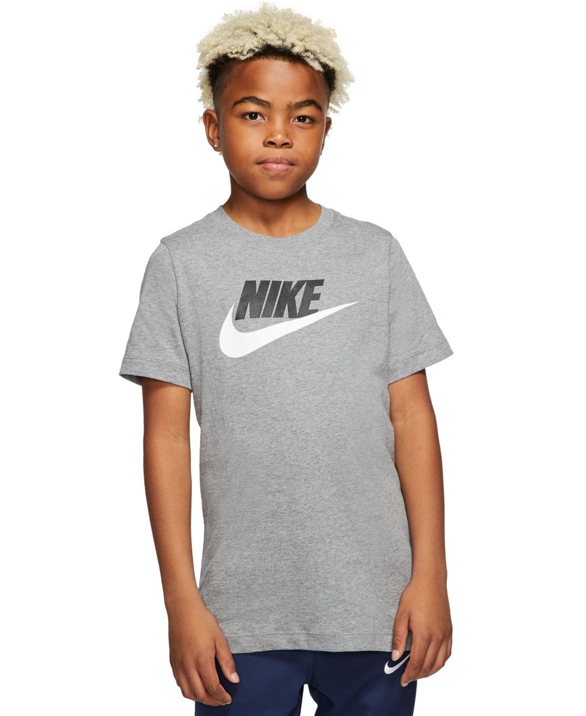 Shop Nike Sportswear Big Kids' Cotton T-shirt In Carbon Heather,white