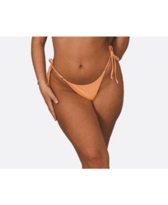 Women's Tangerine Squeeze Tie Side Bikini Bottoms