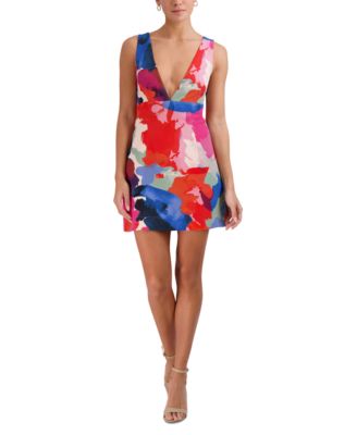 Laundry by Shelli Segal - Women's Plunge V-Neck A-Line Mini Dress