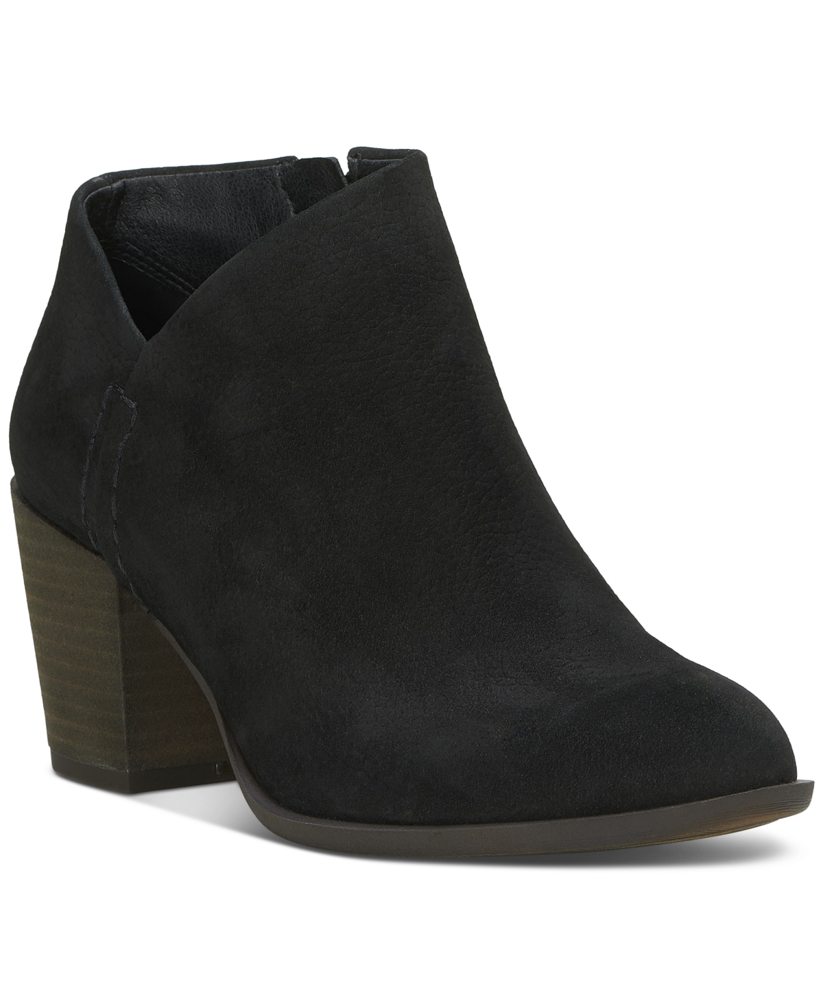 Lucky Brand Women's Bellita Asymmetrical Cutout Block-heel Booties In Black Leather