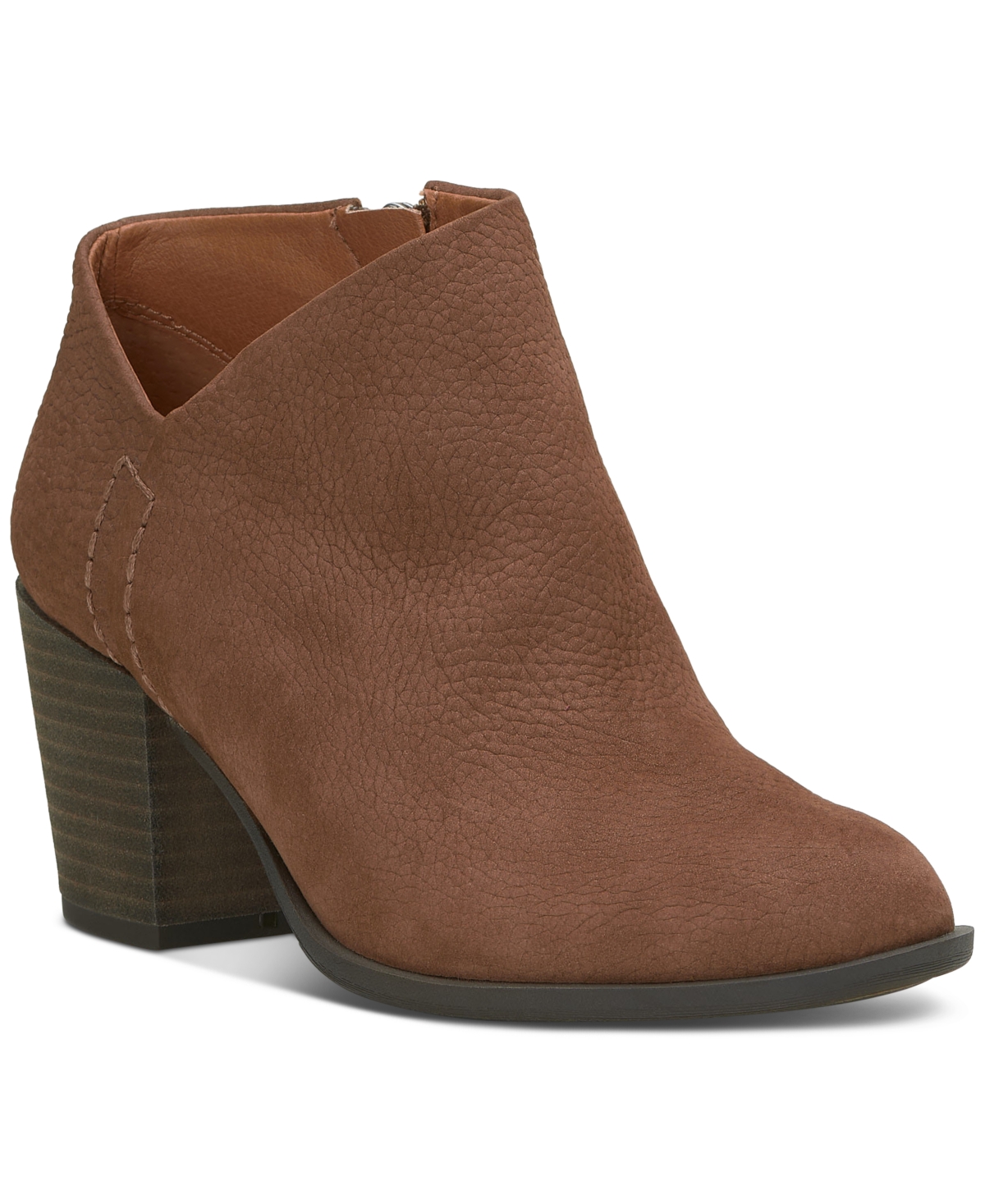 Lucky Brand Women's Bellita Asymmetrical Cutout Block-heel Booties In Cedar Leather