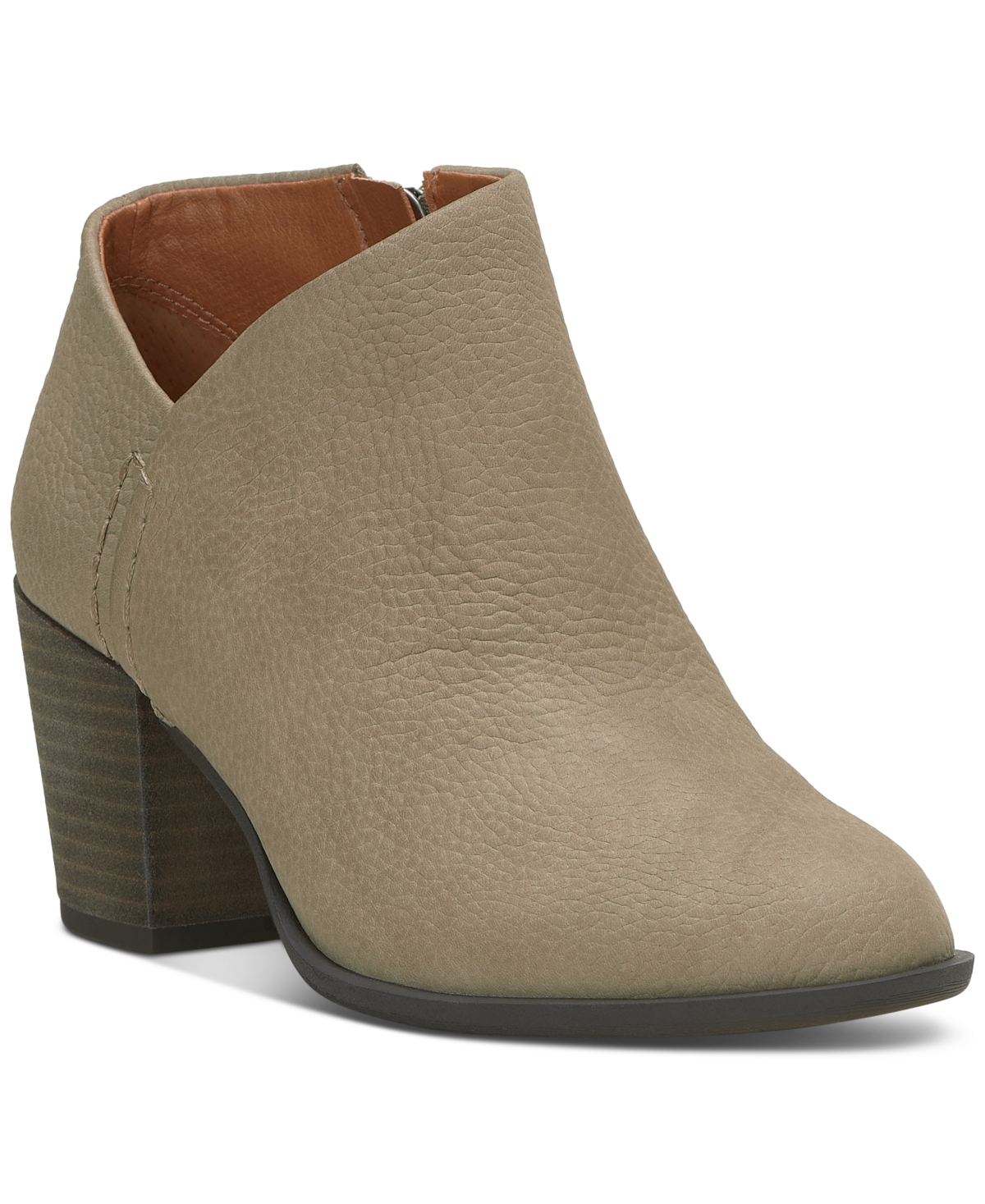 Lucky Brand Women's Bellita Asymmetrical Cutout Block-heel Booties In Seneca Rock Leather