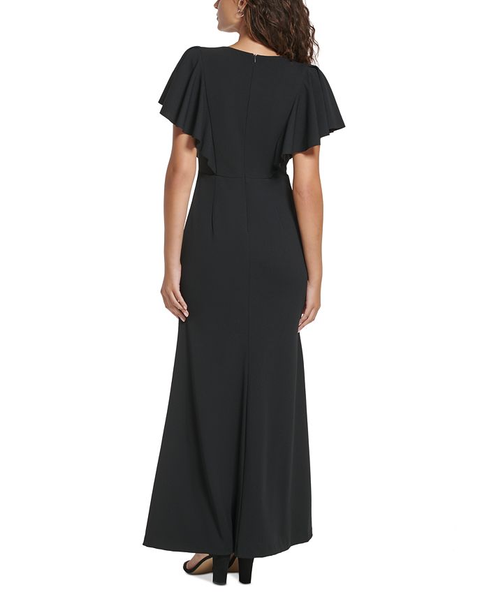 Barback Midi Dress Vince Camuto Womens Black Pleated Tie V-Back Elasticized  Casual Chic Dress