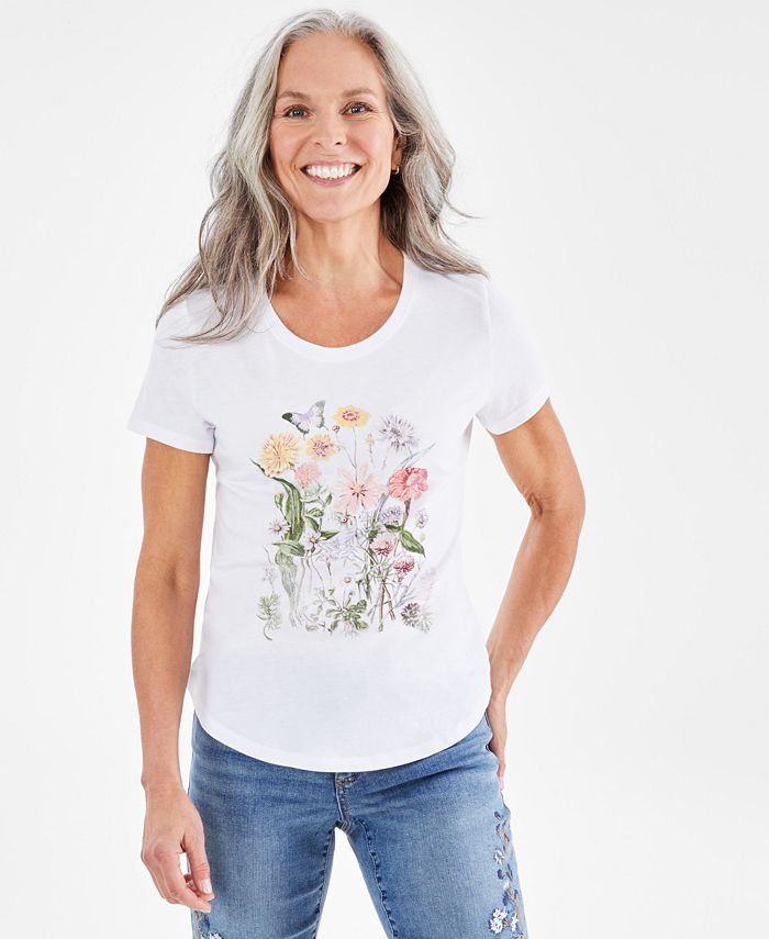 Style & Co Women's Graphic Short-Sleeve T-Shirt, Created for Macy's ...