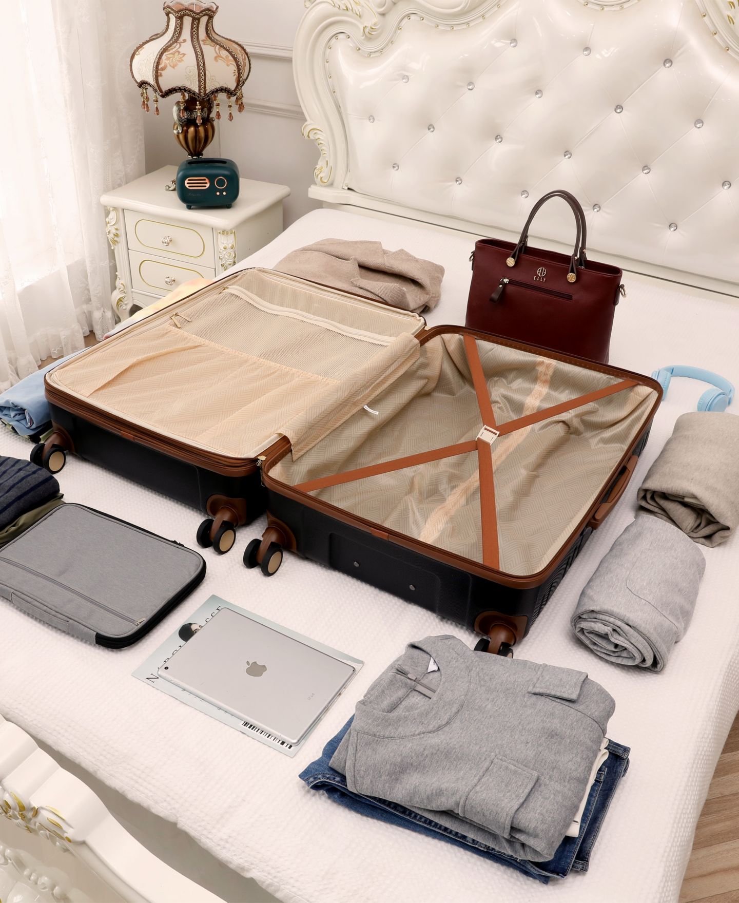 Набор чемоданов Miami CarryOn Brickell из 3 шт., расширяемые, на колёсах, ретро, цвет: Чёрный — фото 10