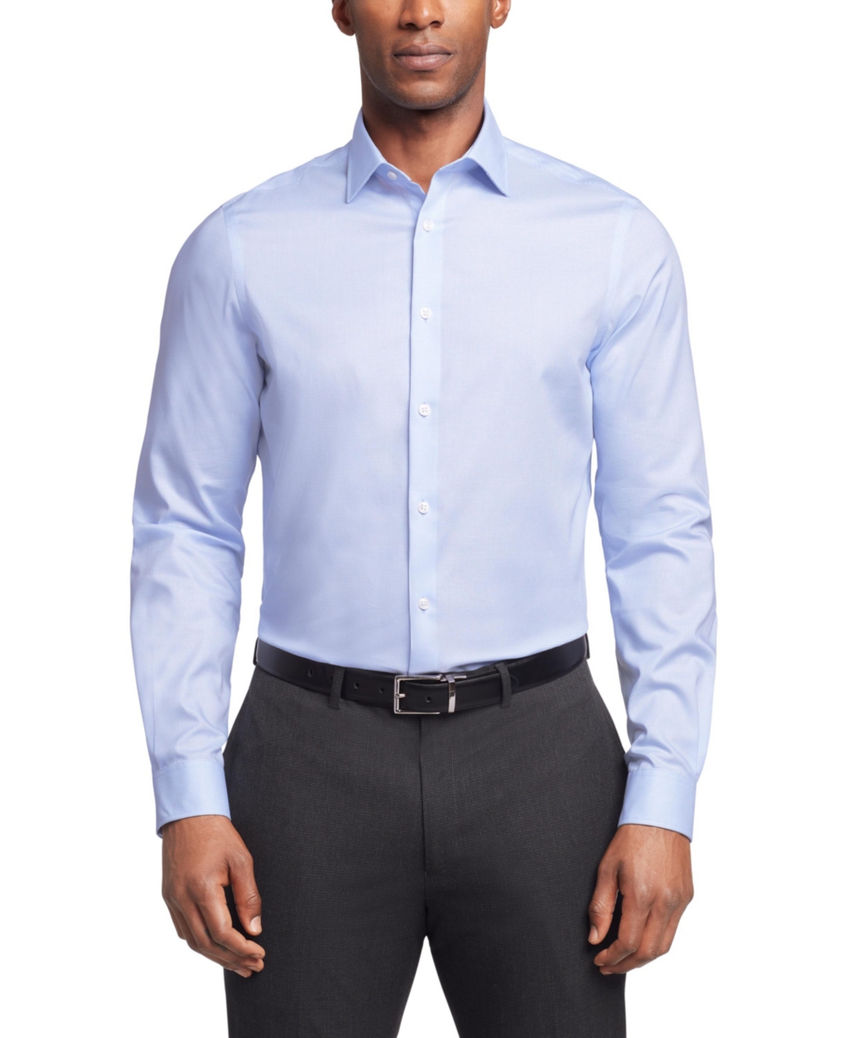 Michael Kors Men's Regular Fit Airsoft Stretch Ultra Wrinkle Free Dress Shirt In Light Blue