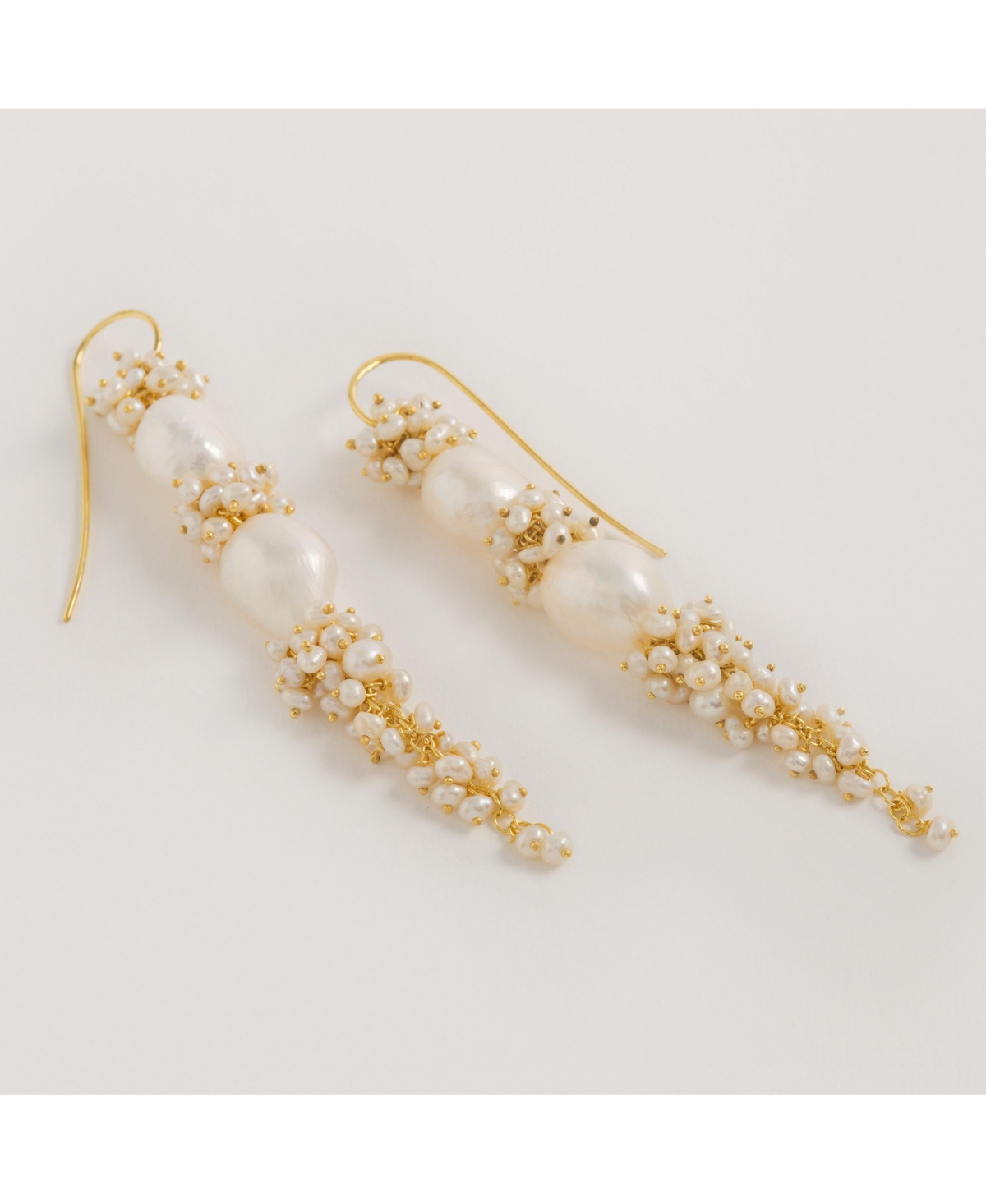 Baroque Pearl Long Drops Earrings - Gold