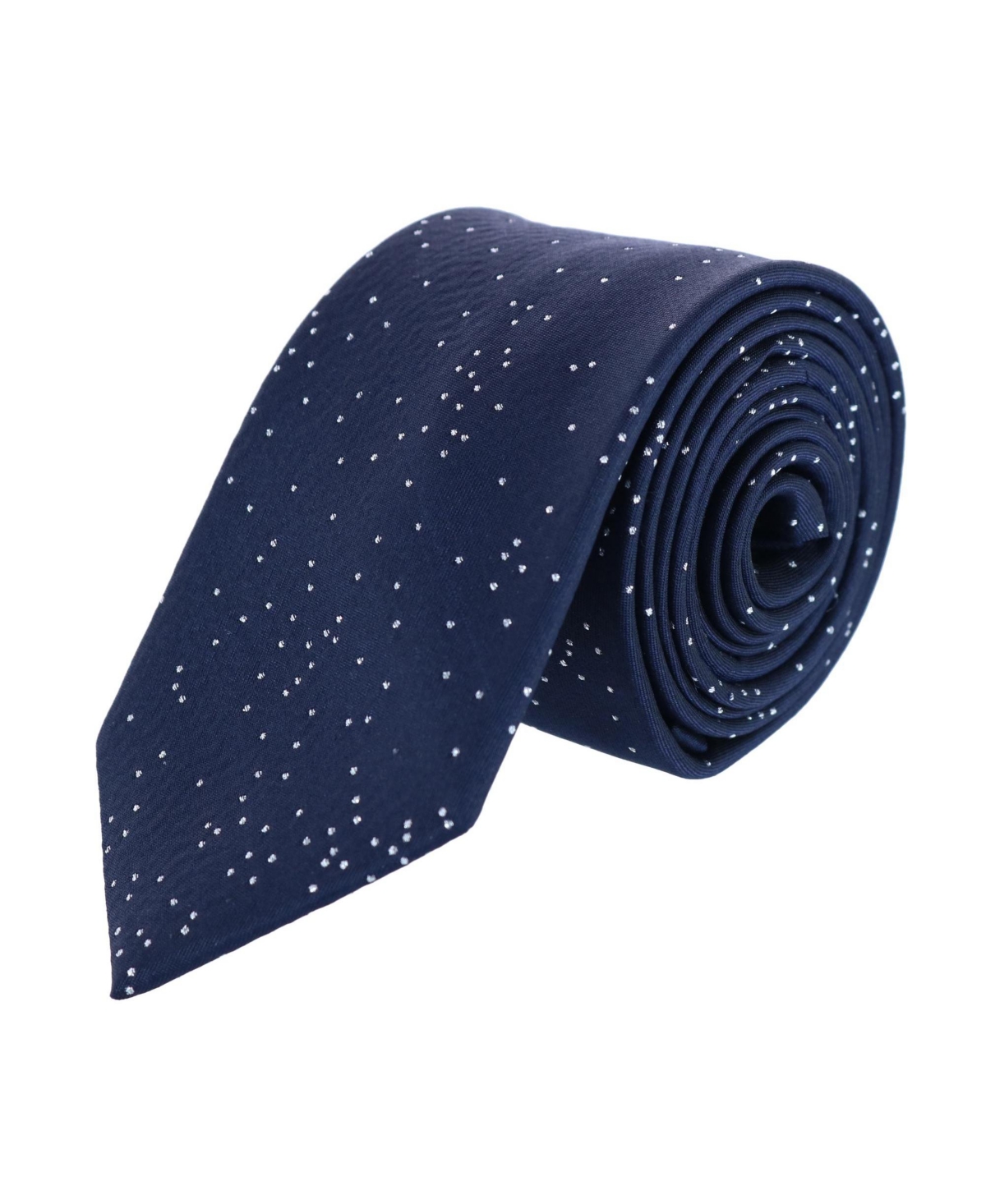 Trafalgar Men's Mystere Metallic Star Light Silk Necktie - Navy with silver metallic