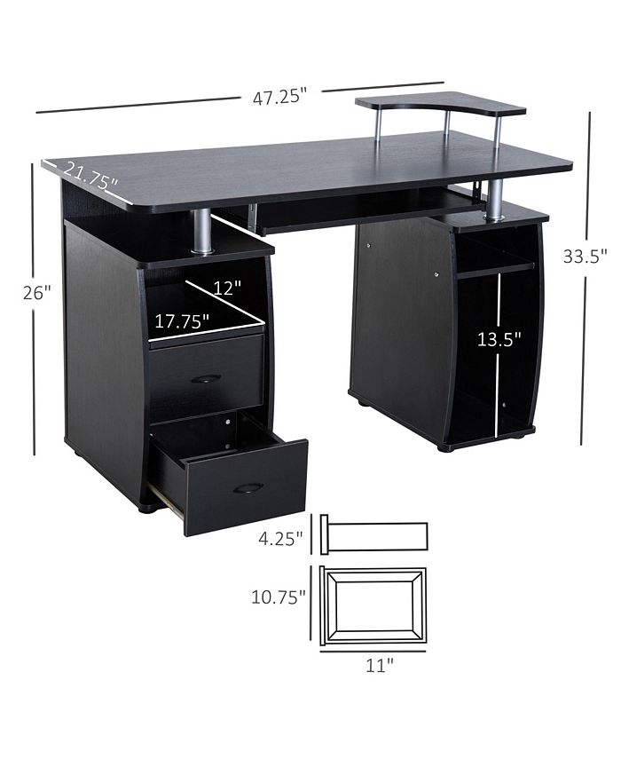 HOMCOM Wood Work Table Computer Desk Laptop Workstation Office Black ...