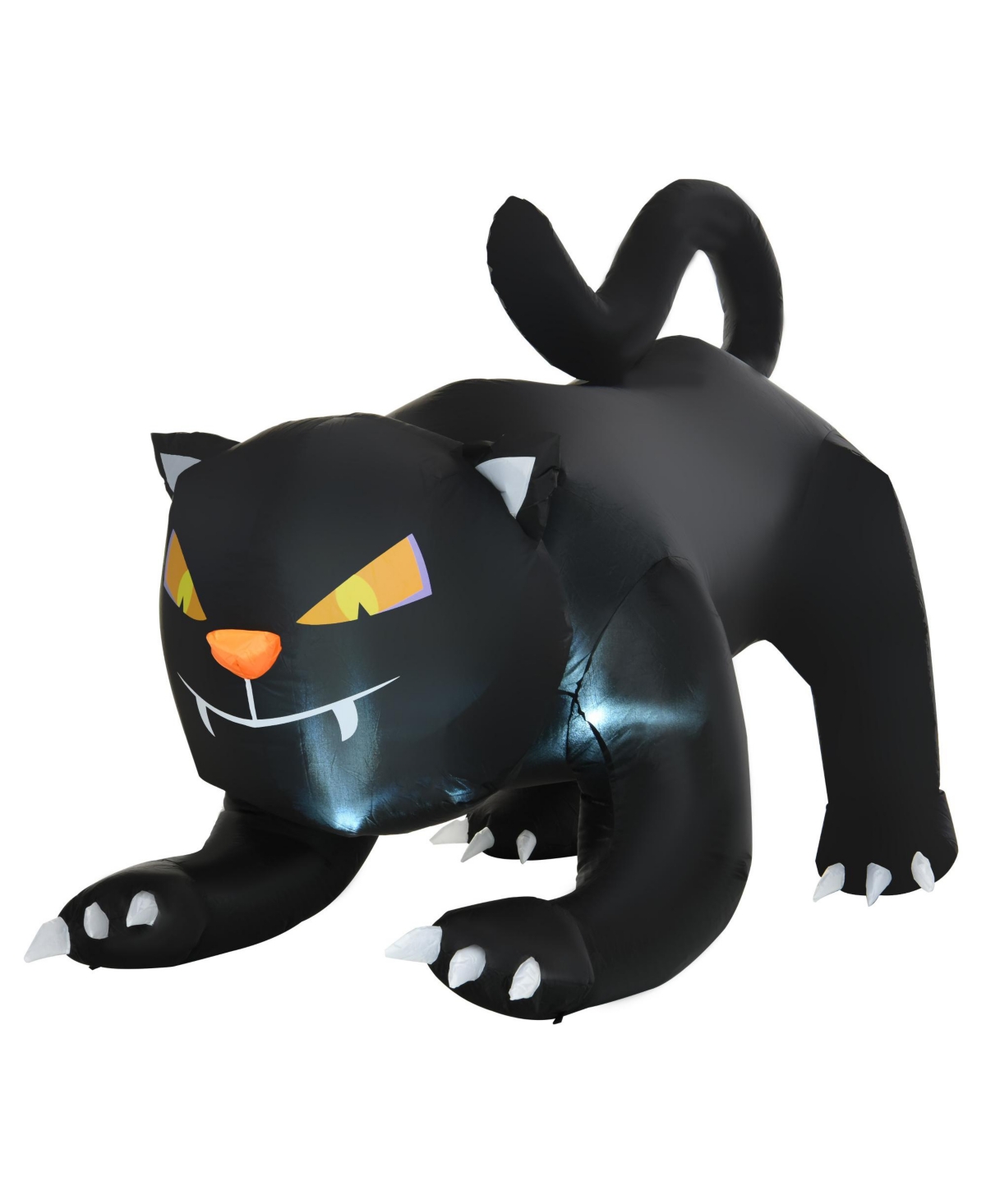 6.2' Long Inflatable Halloween Pouncing Black Cat, Inflatable Led Yard Display Indoor Outdoor for Garden, Lawn, Party, Holiday - Black
