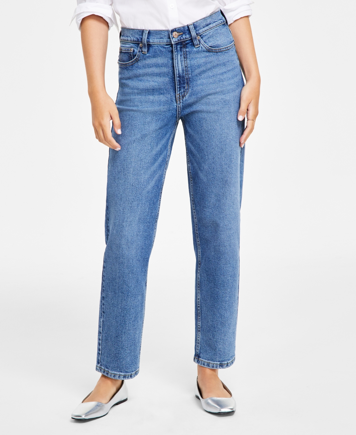 Calvin Klein Jeans Est.1978 Women's High-rise Straight-leg Jeans In Storm