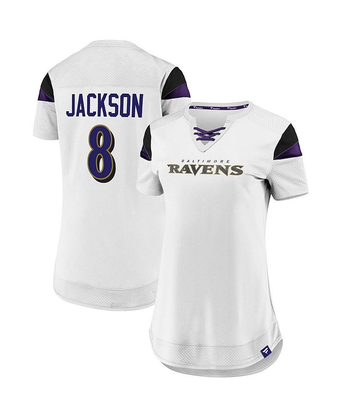 Fanatics Women's Lamar Jackson White Baltimore Ravens Athena Name and ...