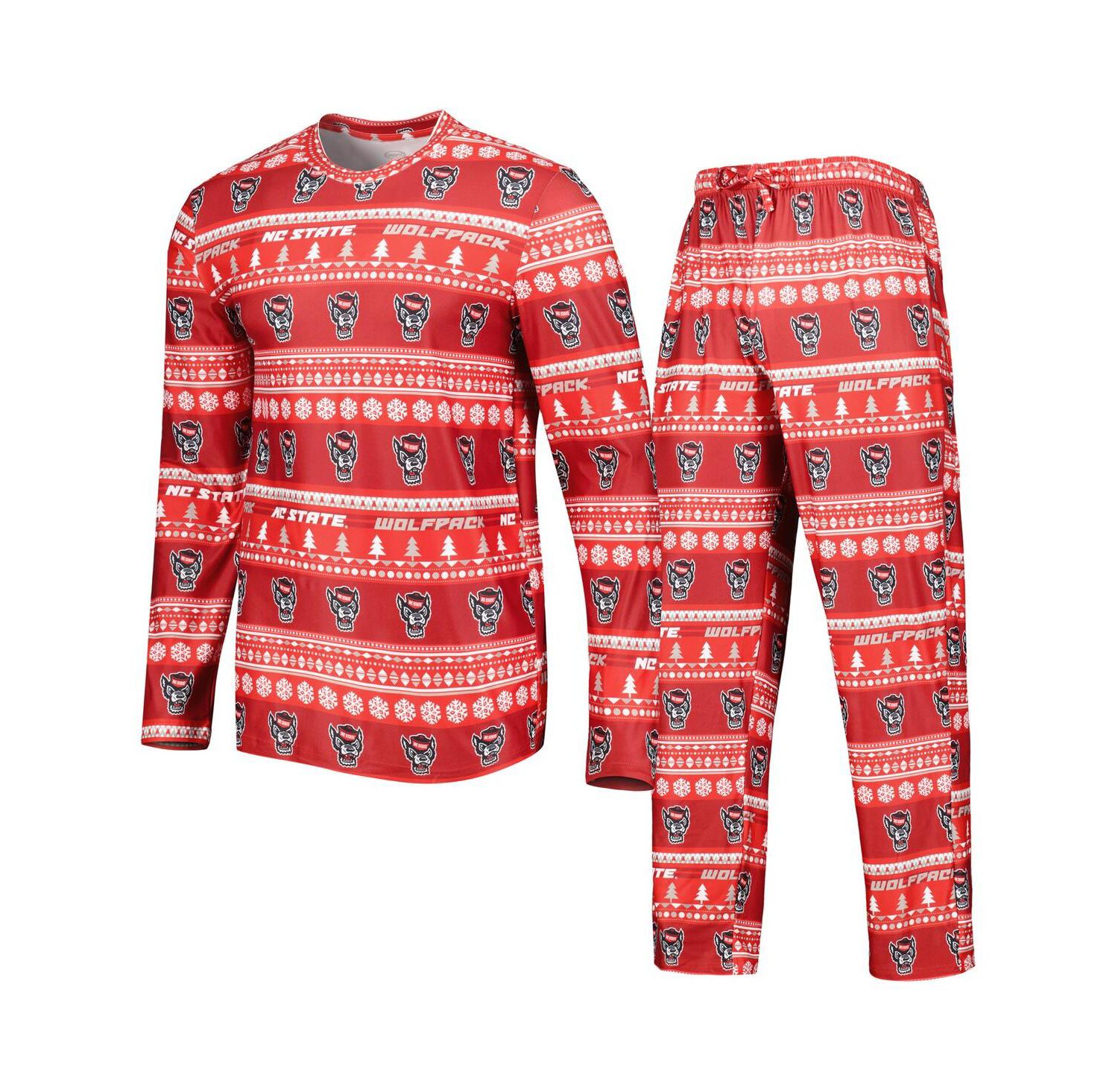 Men's Red NC State Wolfpack Swivel Long Sleeve T-shirt and Pants Sleep Set