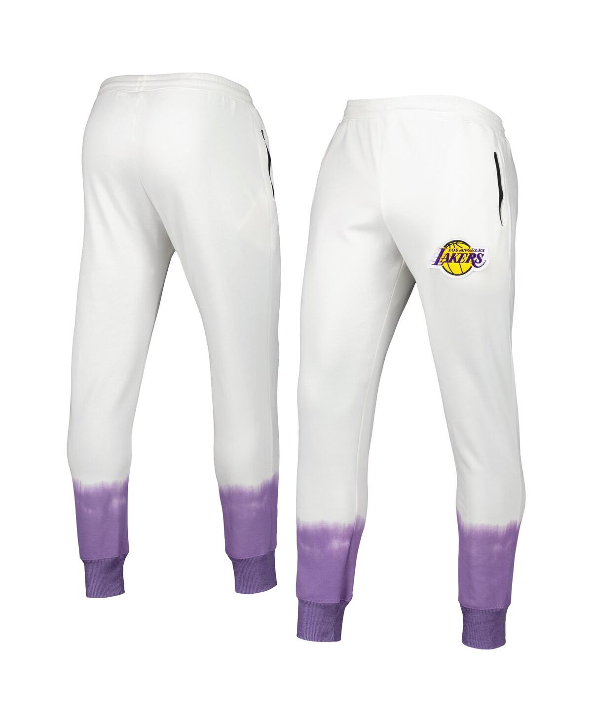 Men's Fisll Oatmeal Los Angeles Lakers Double Dribble Tie-Dye Fleece Jogger Pants - Oatmeal