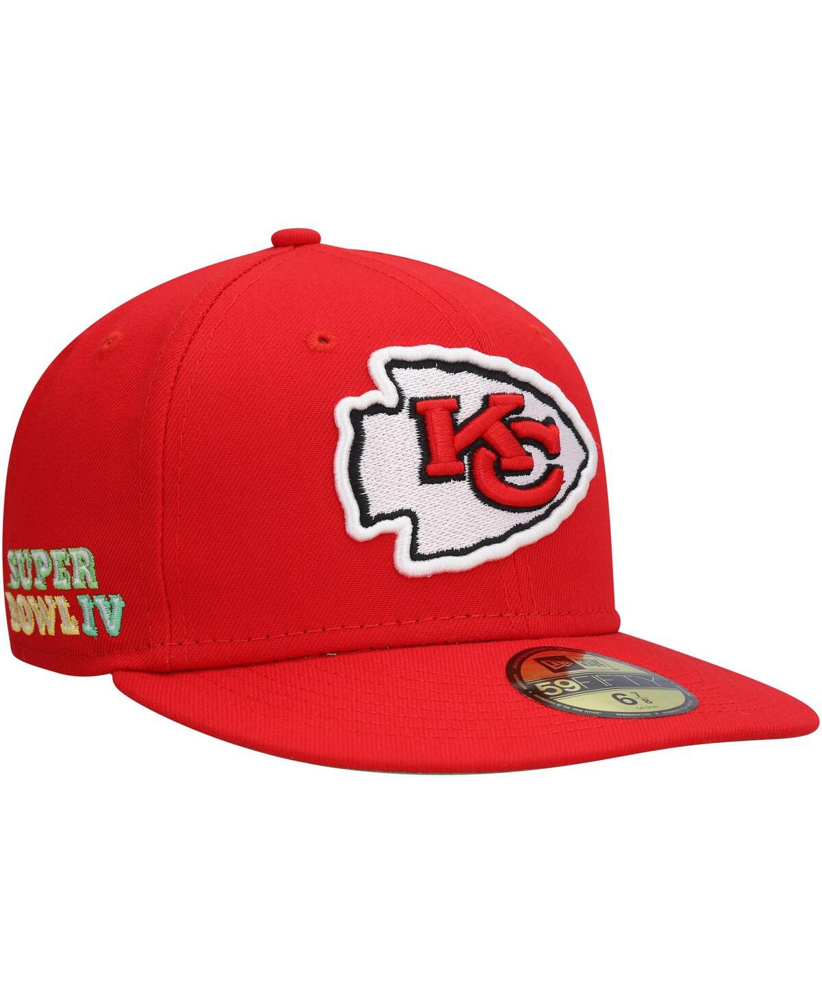 Shop New Era Men's  Red Kansas City Chiefs Super Bowl Iv Citrus Pop 59fifty Fitted Hat