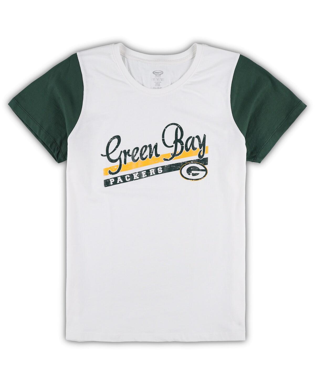 Shop Concepts Sport Women's  White, Green Green Bay Packers Plus Size Downfield T-shirt And Shorts Sleep S In White,green